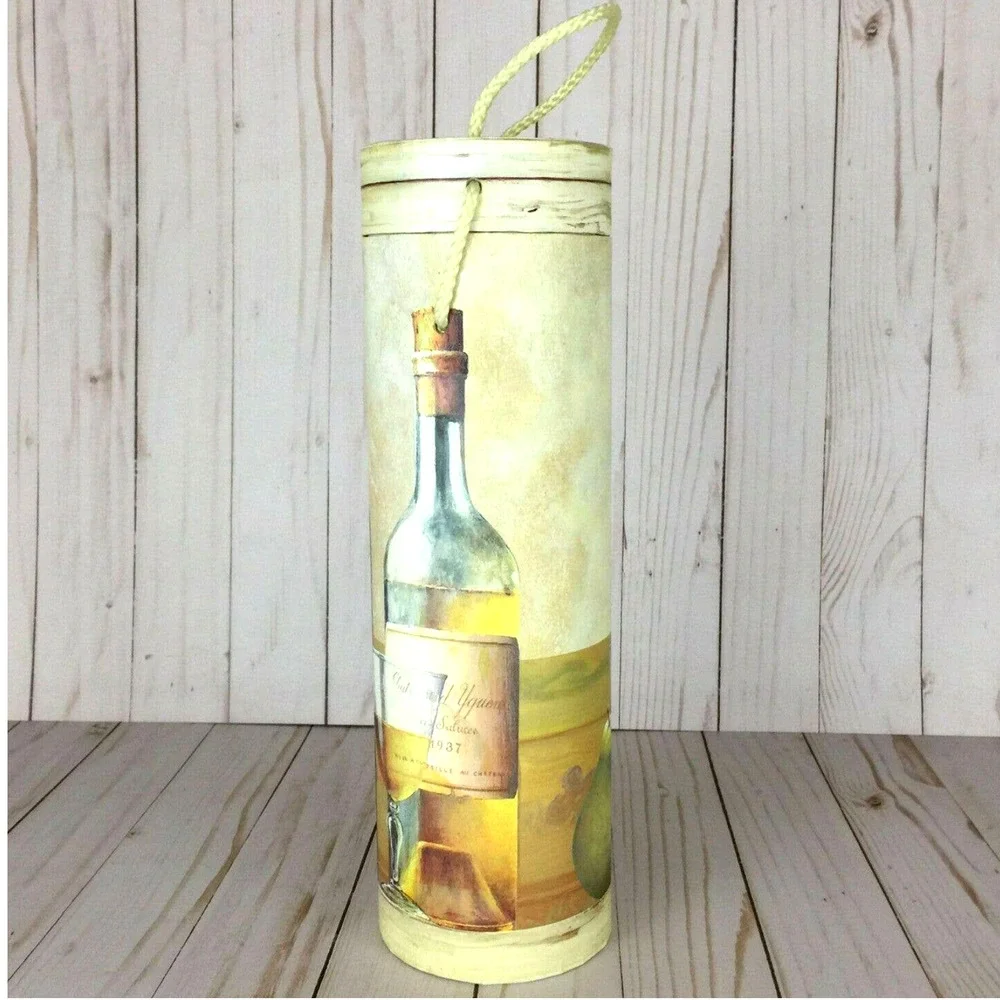 Tri Coastal 2002 Art in Motion Wine Carrier Tube Bottle Holder Gift Box w Handle